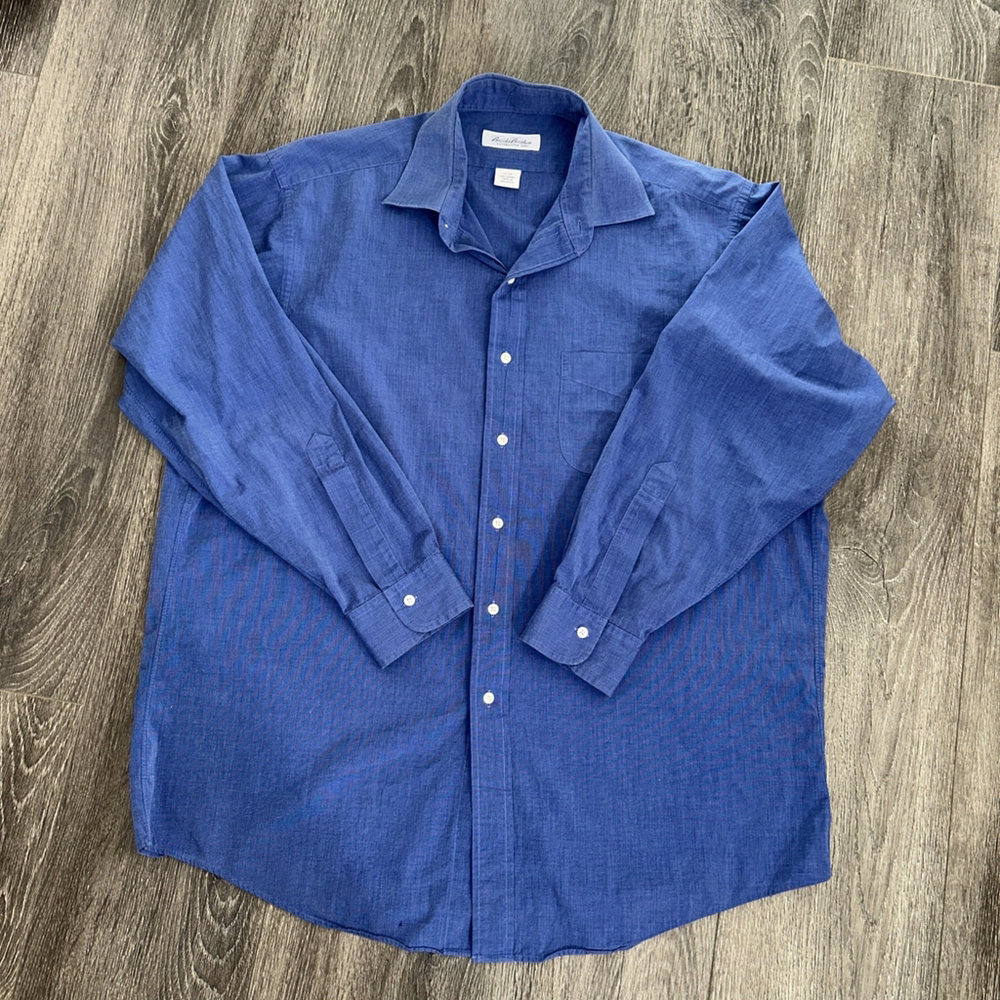 Brooks Brothers 17 34 Blue Long Sleeve Button Up Shirt 100% Cotton